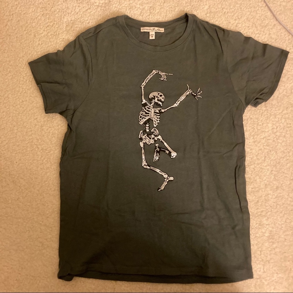 EXPRESS Dancing Glitter Skeleton Tshirt